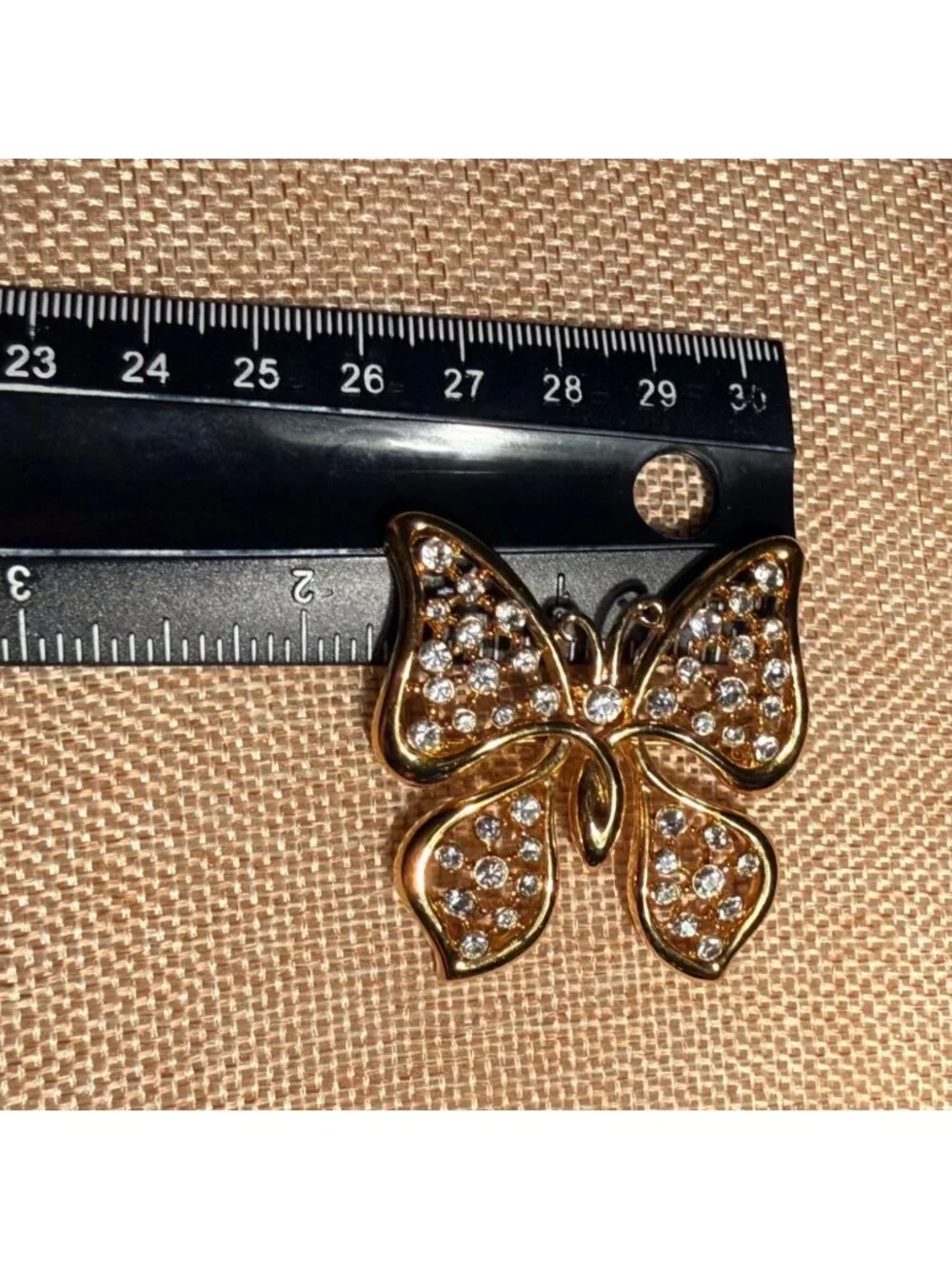 Vintage Monet Butterfly Brooch Gold Tone Rhinestone Openwork Pin Designer Jewelr